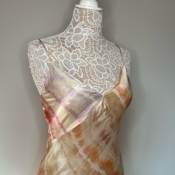 All Saints Orange and Cream Tie-Dye Midi Dress - Picture 2 of 3